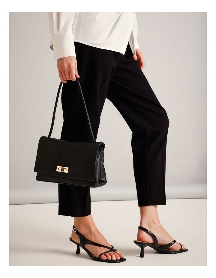 Audrey Leather Shoulder Bag in Black