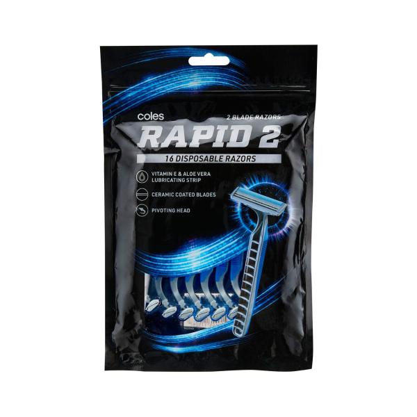 COLES TWIN BLADE DISPOSABLE RAZOR MEN 16 PACK