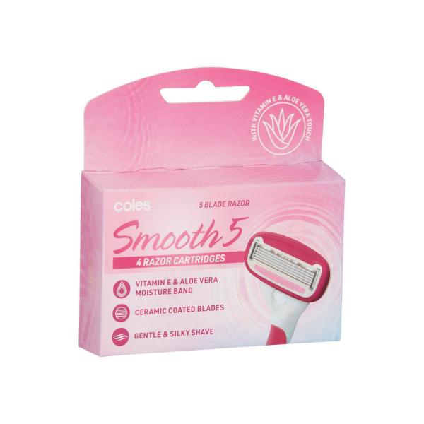 COLES WOMENS 5 RAZOR CARTRIDGES 4 PACK