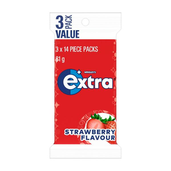 EXTRA STRAWBERRY SUGAR FREE CHEWING GUM 3X27G