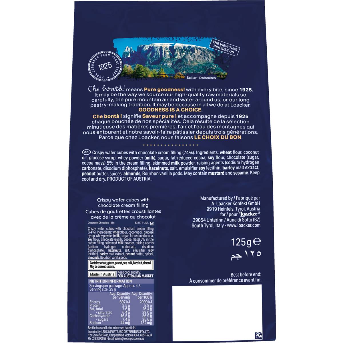 Loacker Quadratini Chocolate 125g