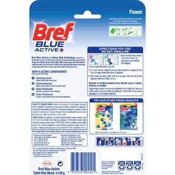Bref Blue Active Flower Blossom Toilet Cleaner Block 50g x 3 pack