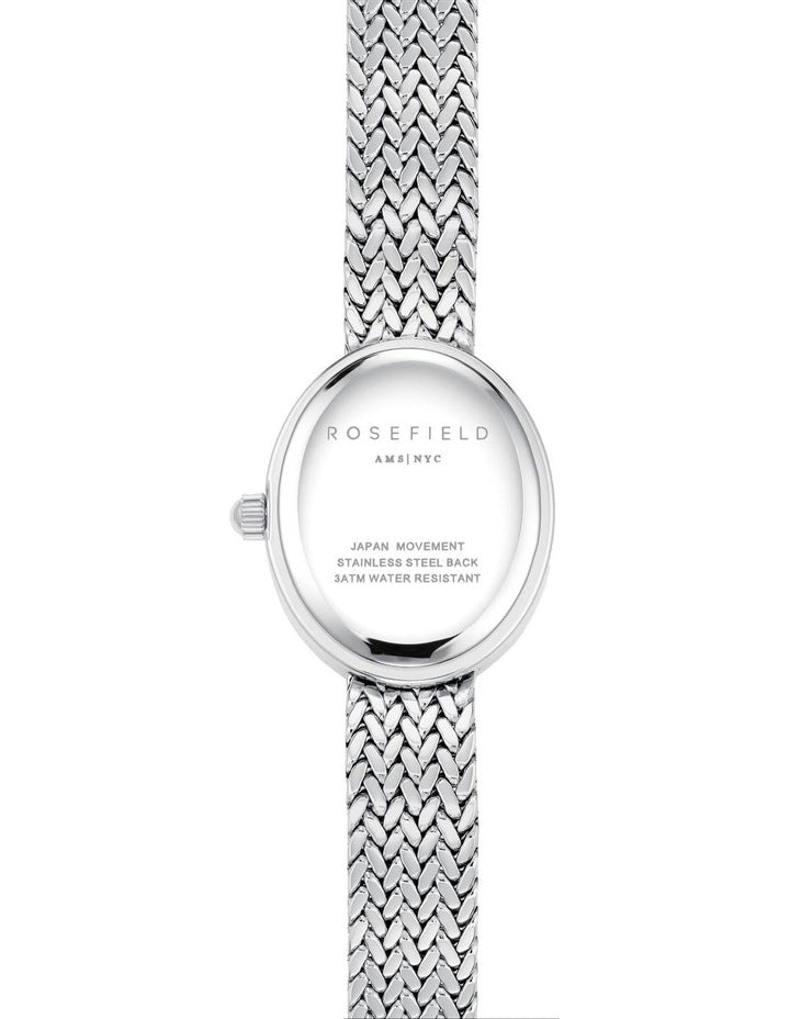 Mini Oval Woven Mesh Watch in Silver