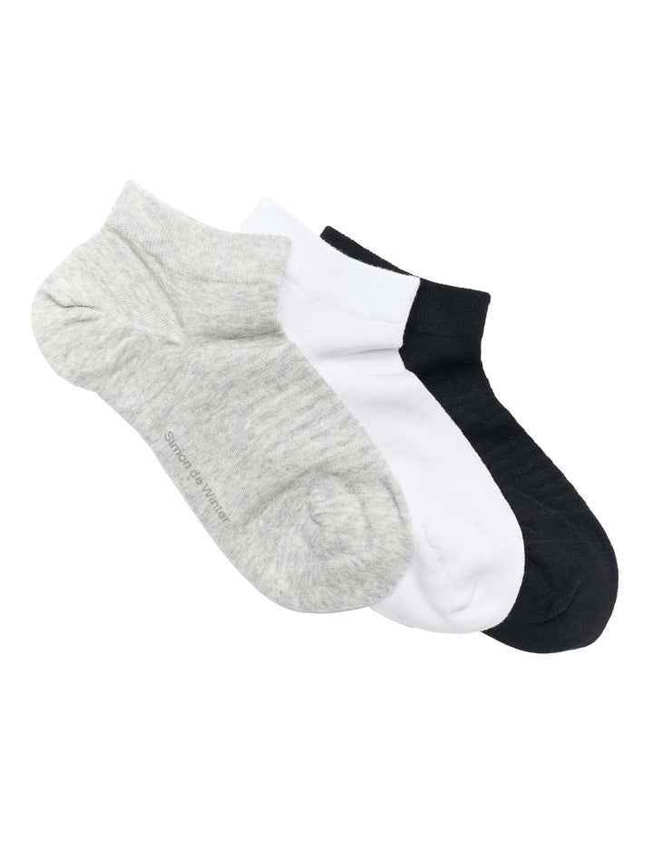 3 Pack Textured Anklet Socks in Multi