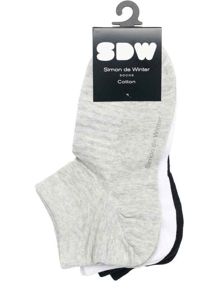 3 Pack Textured Anklet Socks in Multi