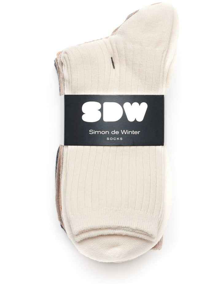 5 Pack Rib 3 Quarter Crew Socks in Multi
