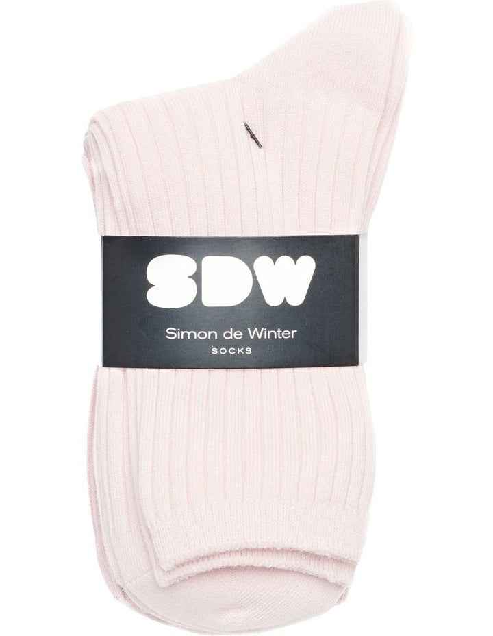 5 Pack Rib 3 Quarter Crew Socks in Pinks/Blues