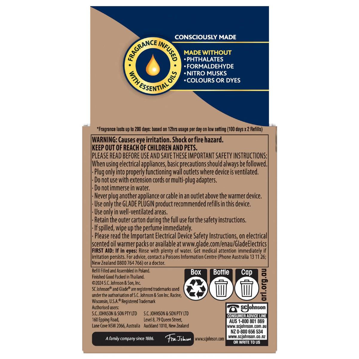 Glade Electric Scented Oil Refill Sheer Vanilla Embrace 2 Pack