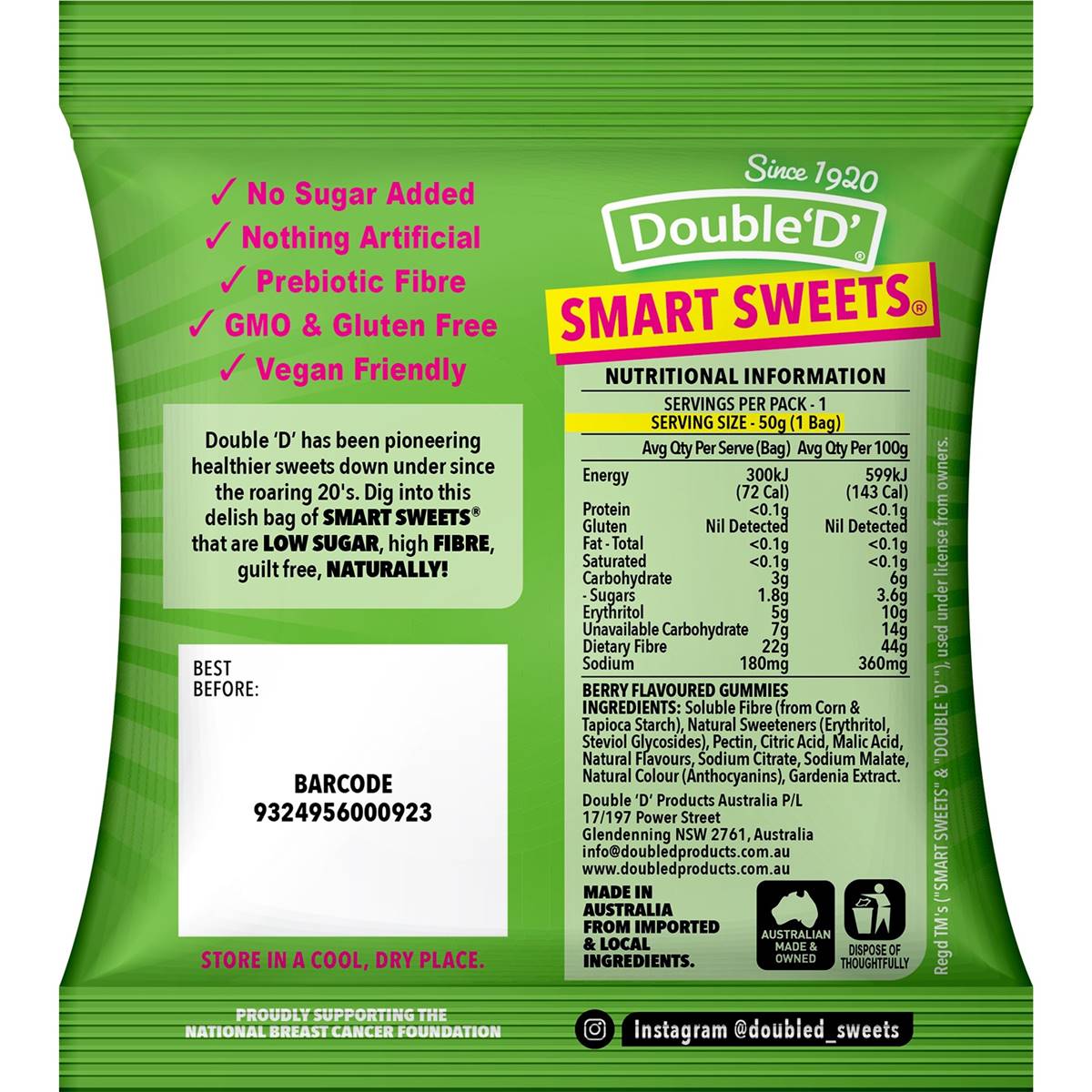 Double D Smart Sweets Sour Bears 50g