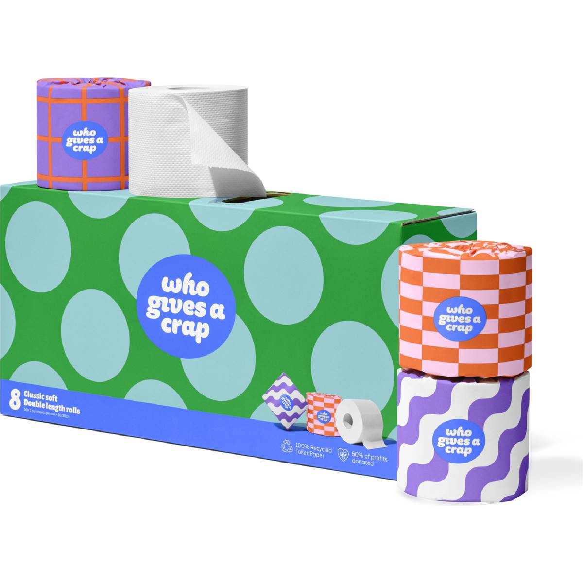 Who Gives A Crap Double Length Toilet Rolls 8 Pack