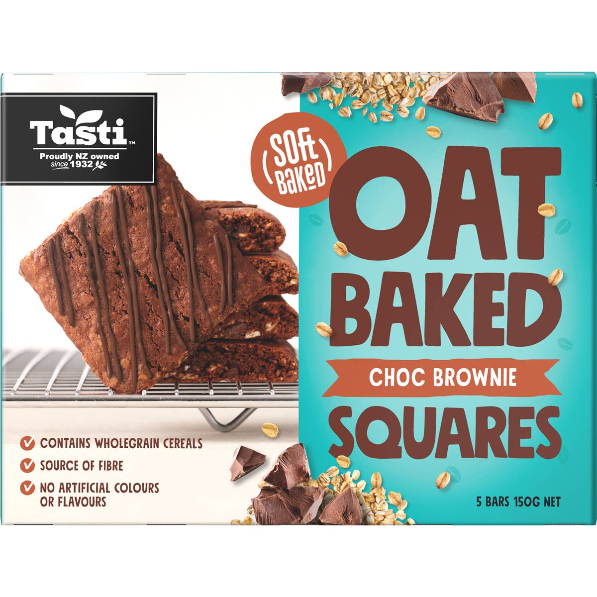 Tasti Oat Baked Squares Choc Brownie 5 Pack