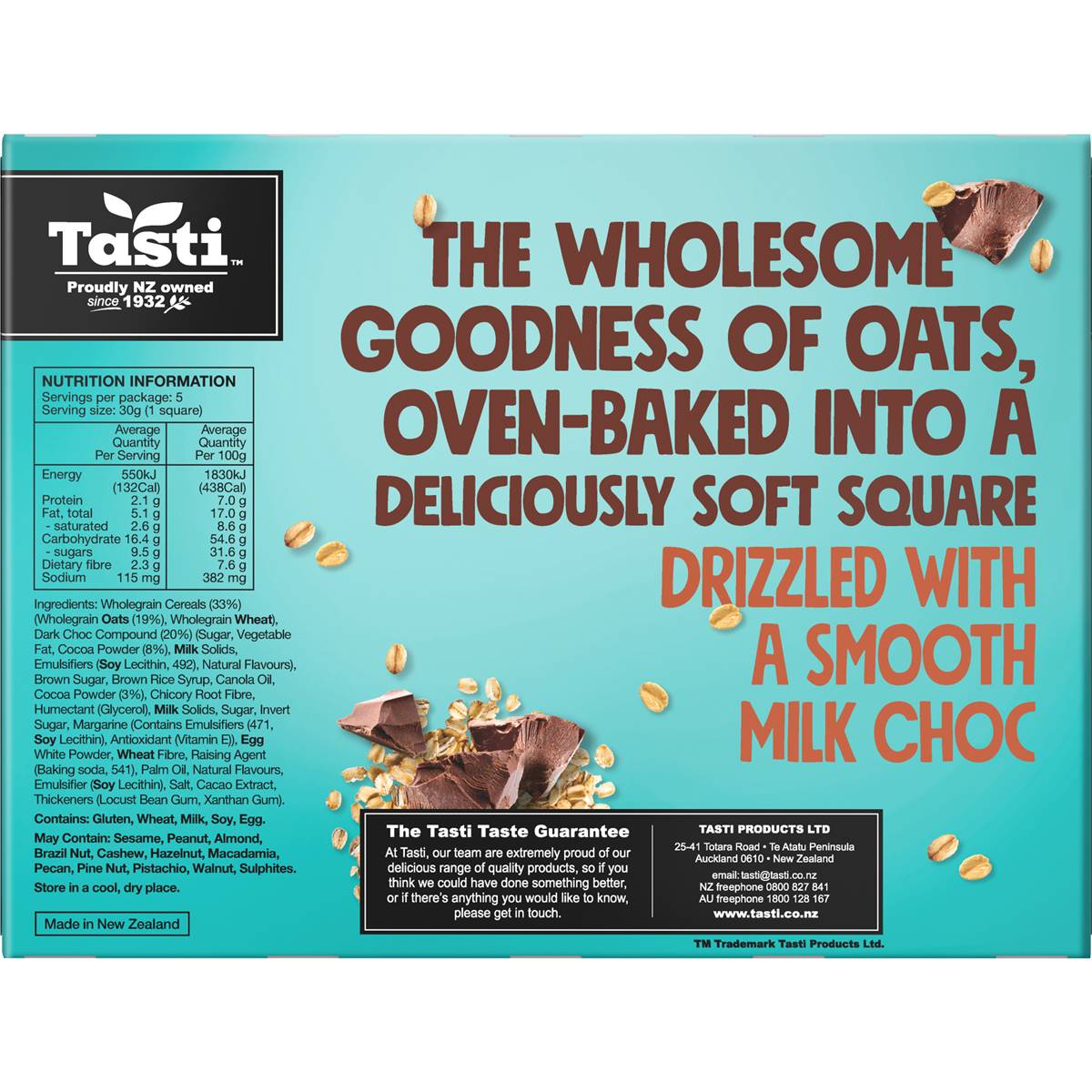 Tasti Oat Baked Squares Choc Brownie 5 Pack