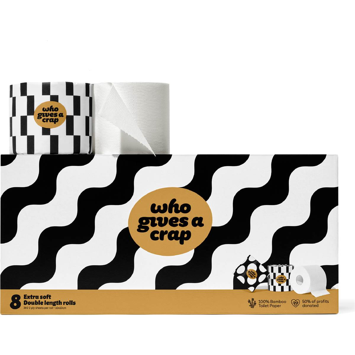 Who Gives A Crap Double Length Bamboo Toilet Rolls 8 Pack