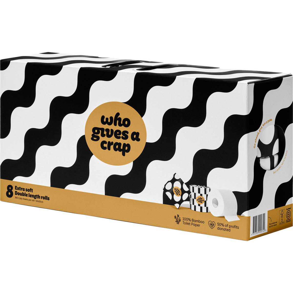 Who Gives A Crap Double Length Bamboo Toilet Rolls 8 Pack