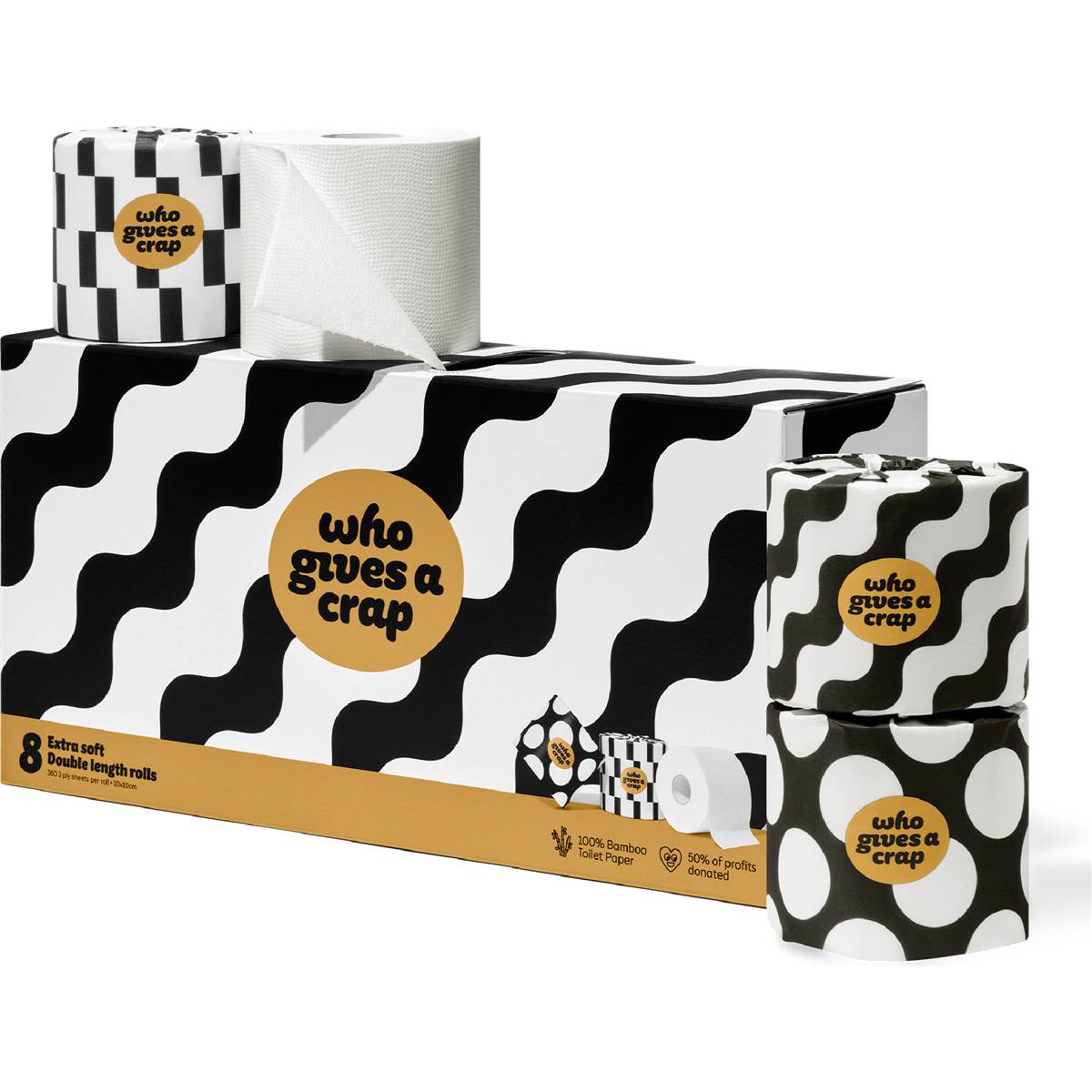 Who Gives A Crap Double Length Bamboo Toilet Rolls 8 Pack