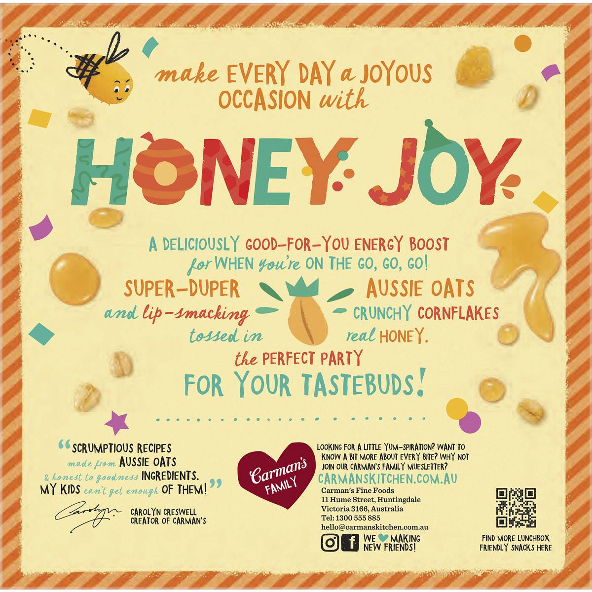 Carman's Aussie Oat Bars Honey Joy Limited Edition 5 pack