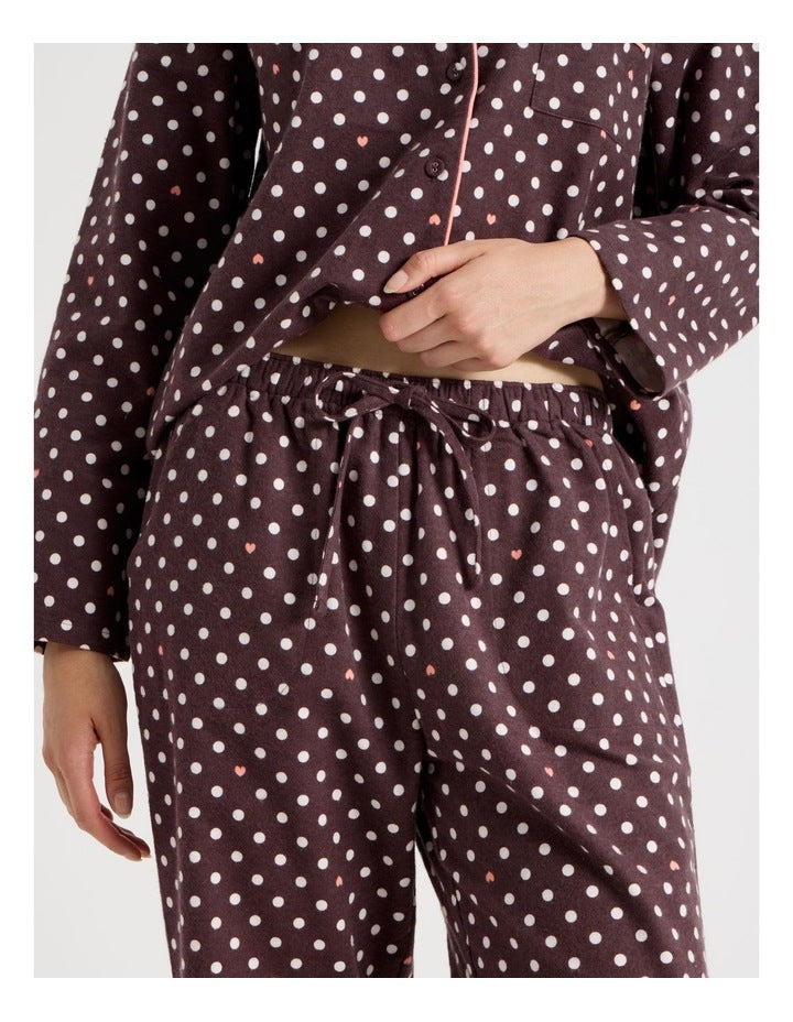 Flannelette Pyjama Set in Raisin Spot Print