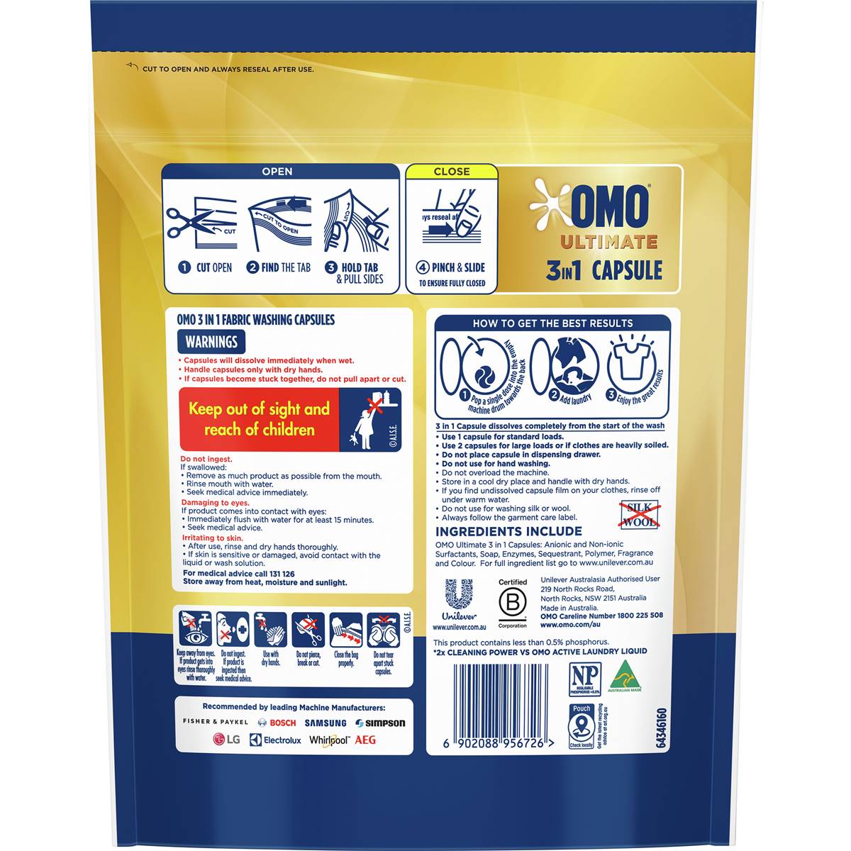 OMO Ultimate Laundry Capsules 3 in 1 50 pack
