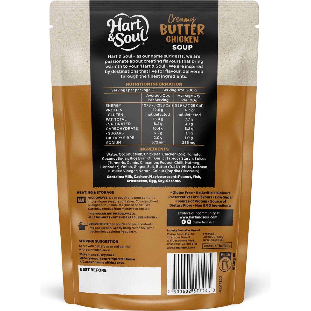Hart & Soul Creamy Butter Chicken Soup 400g