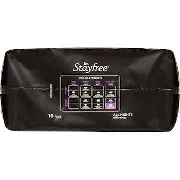 Stayfree All Nights Pads With Wings 10 pack