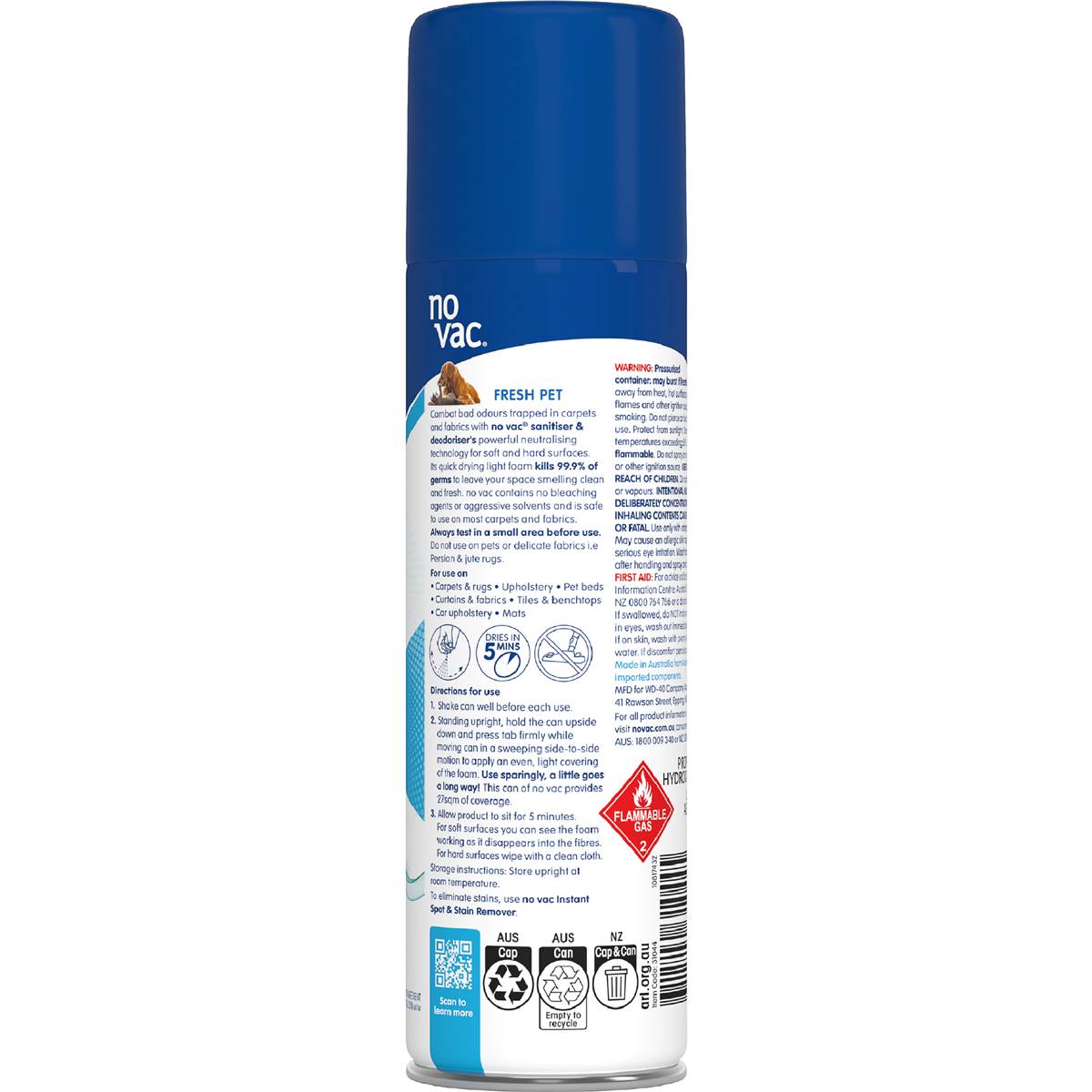 No Vac Sanitiser & Deodoriser Carpet Fresh Pet 290g