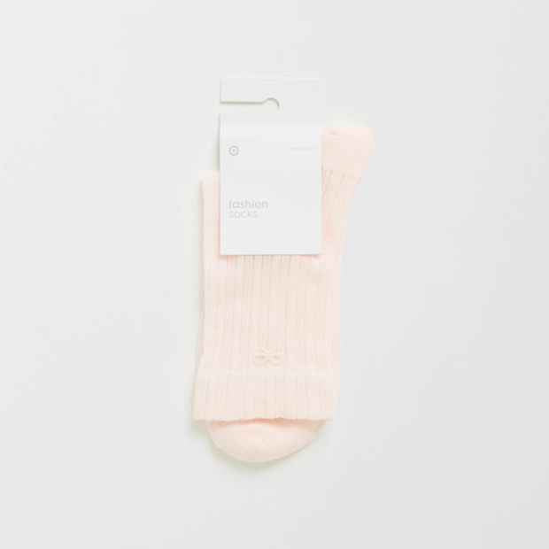 Australian Cotton Blend Pearl Bow Trim Crew Pointelle Socks