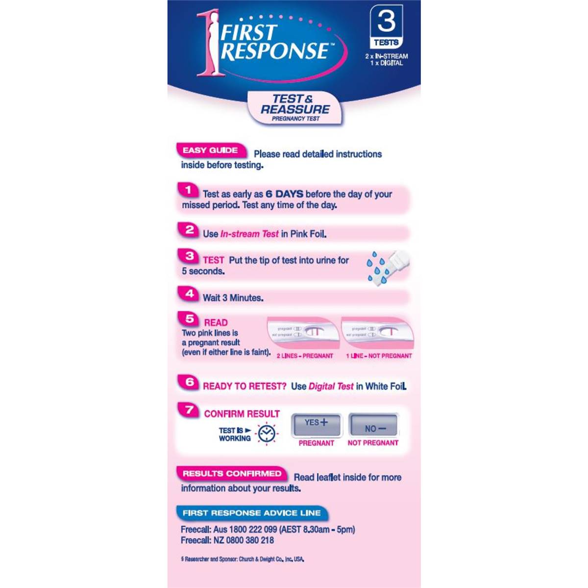 First Response Test & Reassure Pregnancy Test 3 Pack