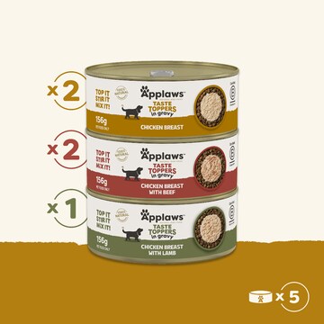 Applaws Taste Toppers Wet Dog Food Gravy Selection 156g x 5 pack