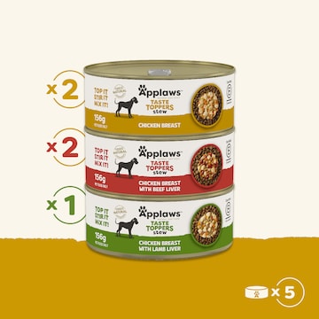 Applaws Taste Toppers Chicken Selection In Stew Wet Dog Food 156g x 5 pack