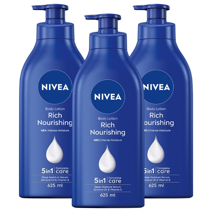 NIVEA Rich Nourishing Body Lotion 3 x 625ml