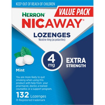 Nicaway Nicotine 4mg Lozenges Extra Strength Mint 132 pack