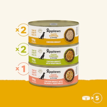 Applaws Taste Toppers Chicken In Broth Wet Dog Food 156g x 5 pack