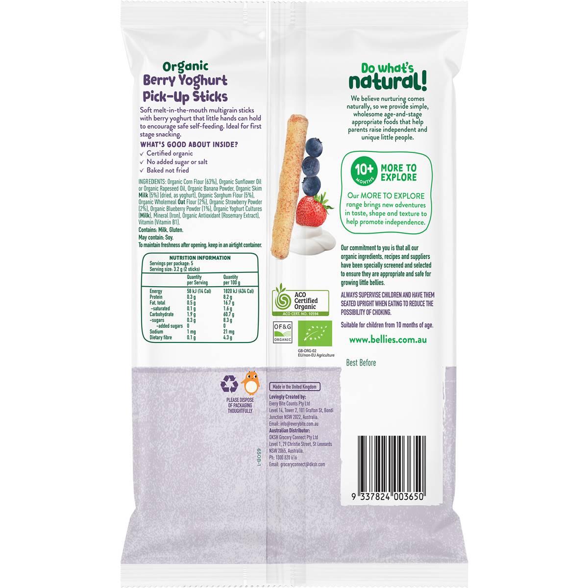 Little Bellies Berry Yoghurt Pickup Sticks 16g