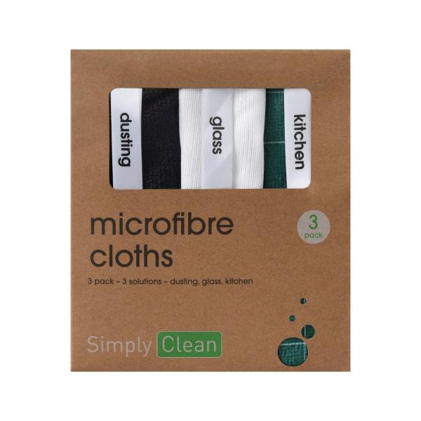 SIMPLY CLEAN LABELLED MICROFIBRE CLOTHS 3 PACK