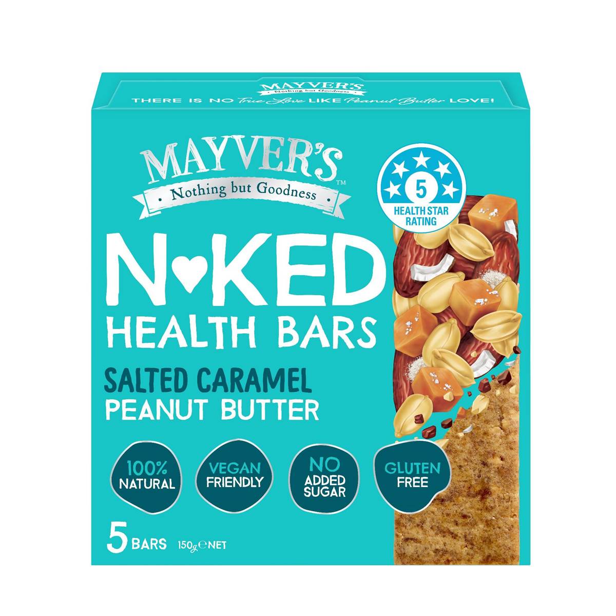 Mayver's Natural Health Bars Salted Caramel Peanut Butter 5 Pack