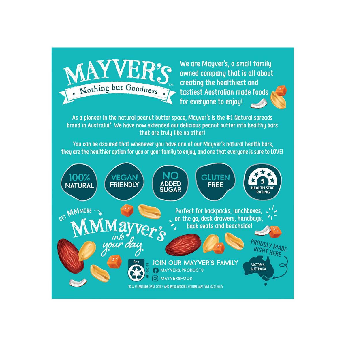 Mayver's Natural Health Bars Salted Caramel Peanut Butter 5 Pack