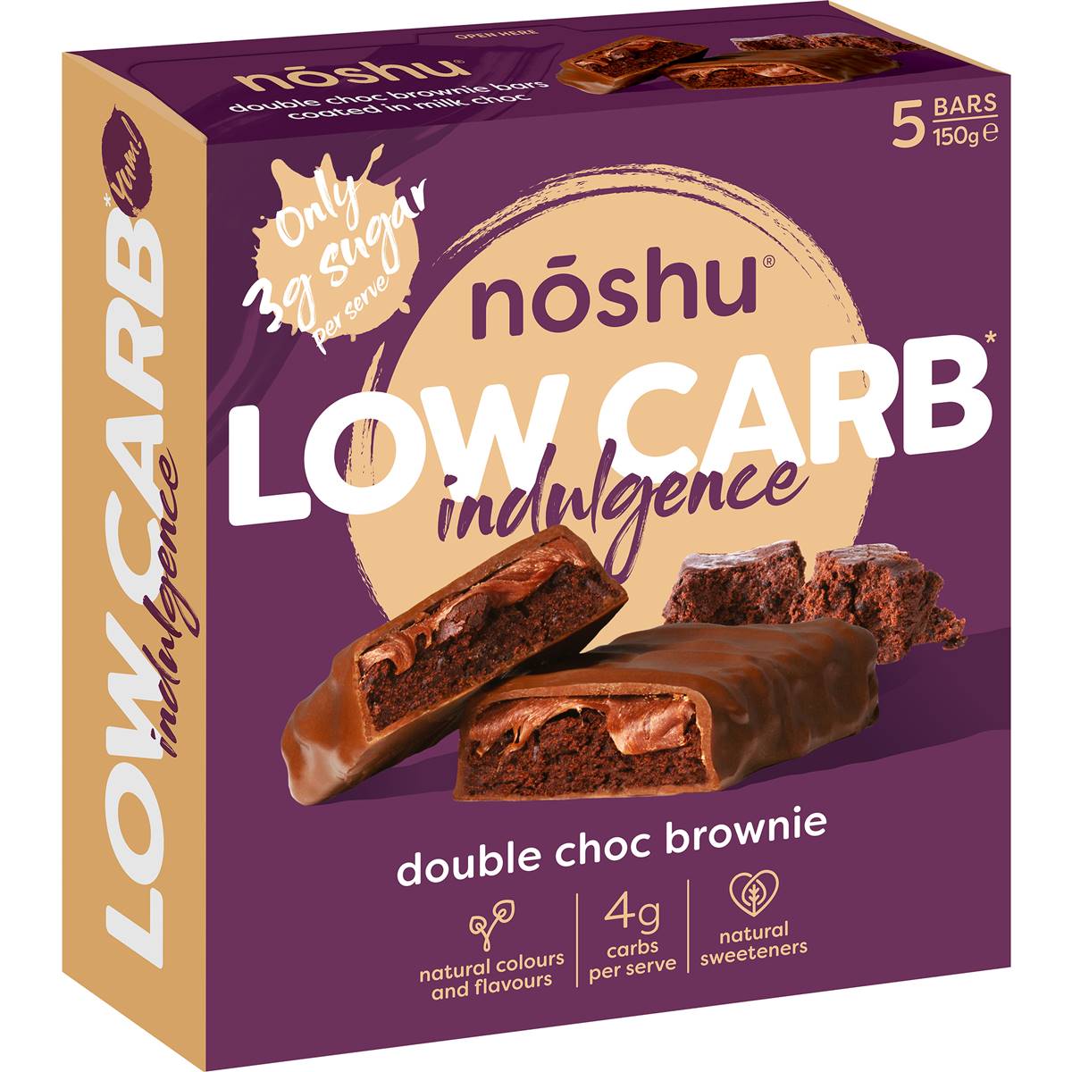 Noshu Low Carb Double Choc Brownie Indulgence Bars 5 Pack