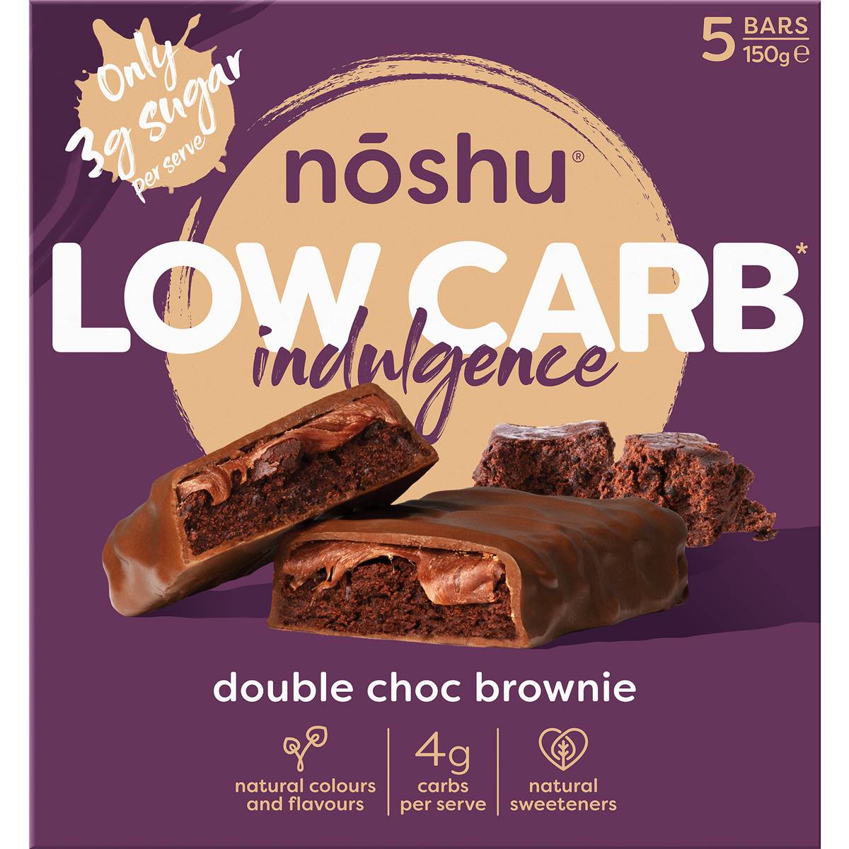 Noshu Low Carb Double Choc Brownie Indulgence Bars 5 Pack