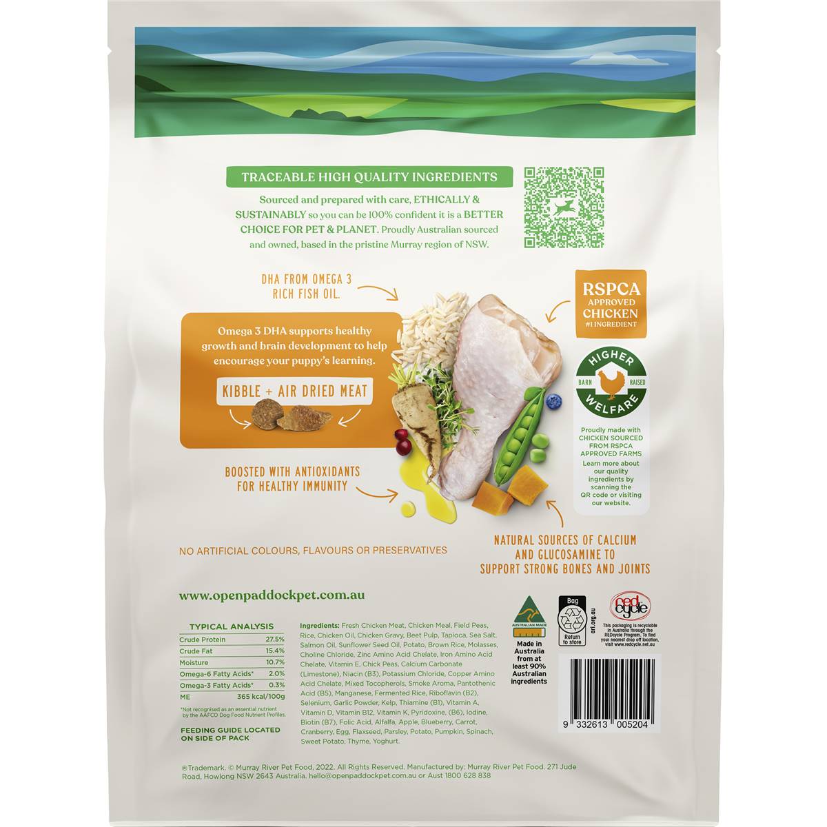 Open Paddock Kibble Puppy Food Chicken 2.5kg