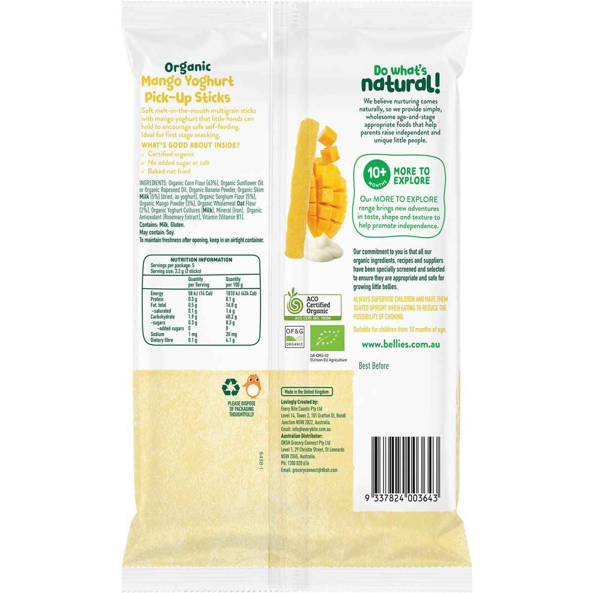 Little Bellies Mango Yoghurt Pickup Sticks 16g