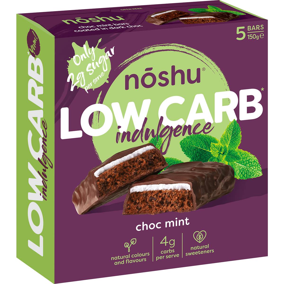 Noshu Low Carb Choc Mint Indulgence Bars 5 Pack