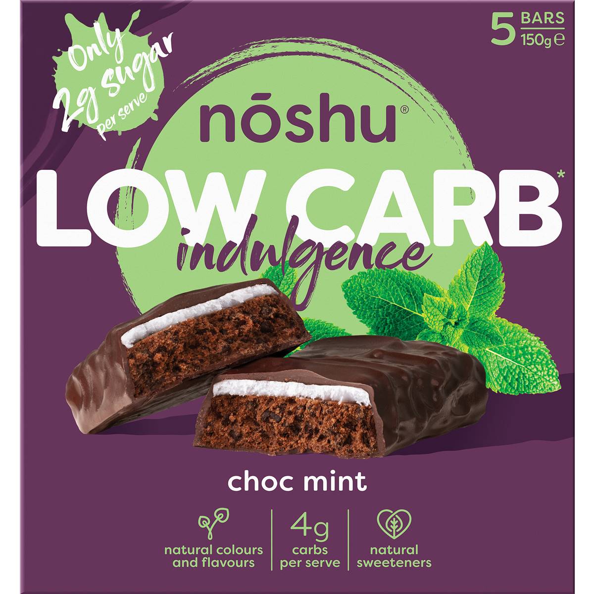 Noshu Low Carb Choc Mint Indulgence Bars 5 Pack