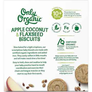 Only Organic Apple Coconut & Flaxseed Biscuits 100g