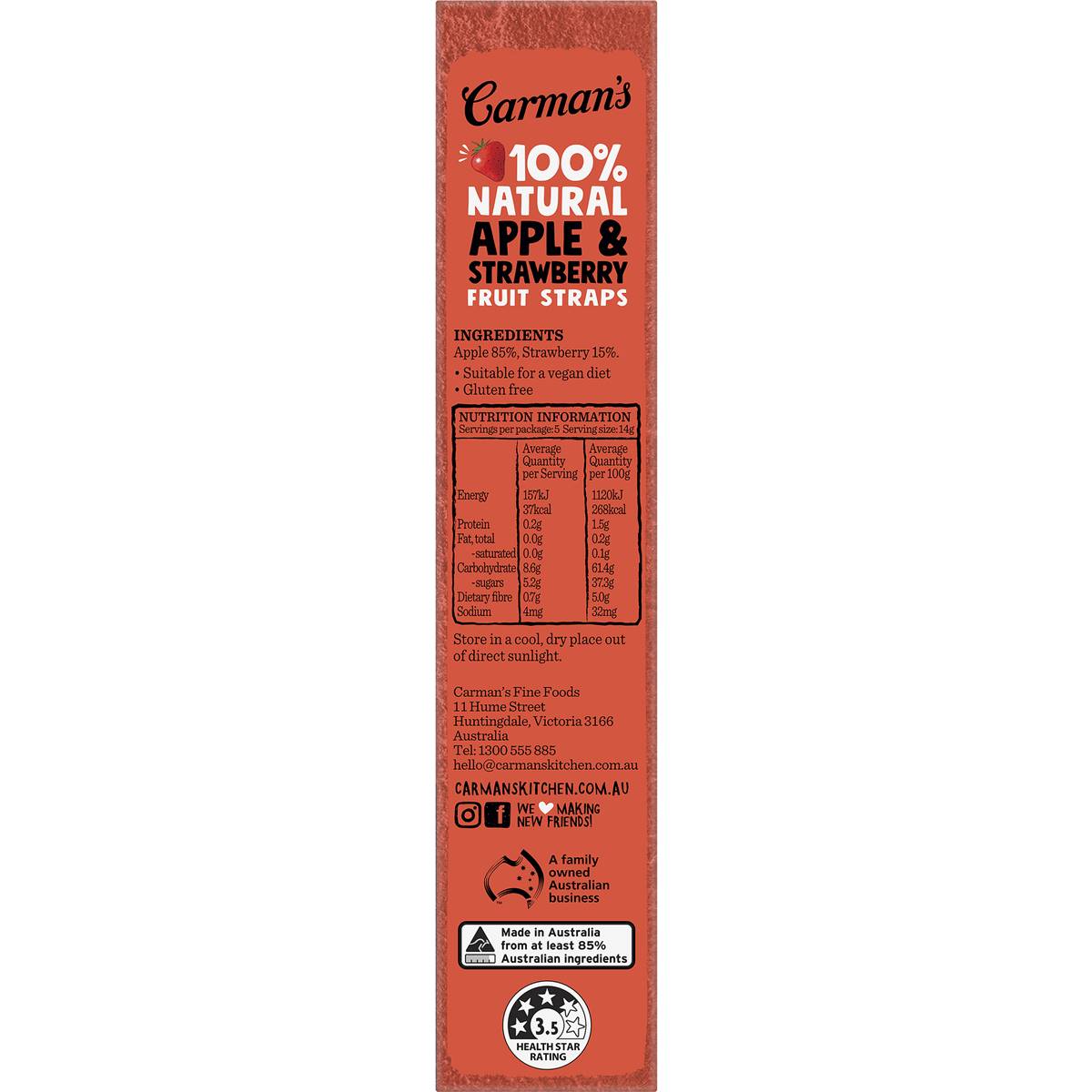 Carman's Fruit Straps Apple & Strawberry Twin Packs 5 pack