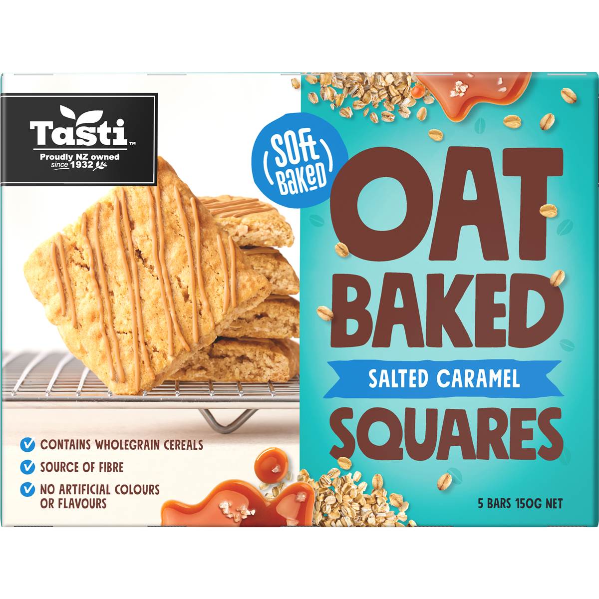 Tasti Oat Baked Squares Salted Caramel 5 Pack 150g