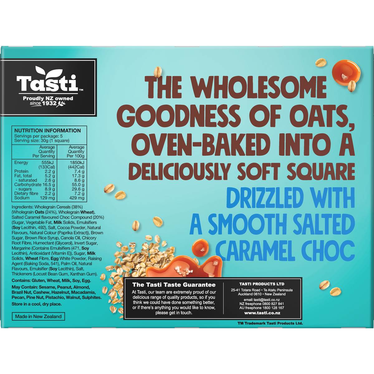 Tasti Oat Baked Squares Salted Caramel 5 Pack 150g