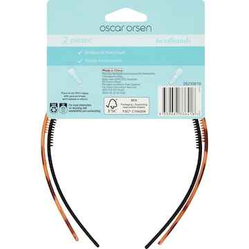 Oscar Orsen Plastic Headband Black & Brown Tortoise 2 pack