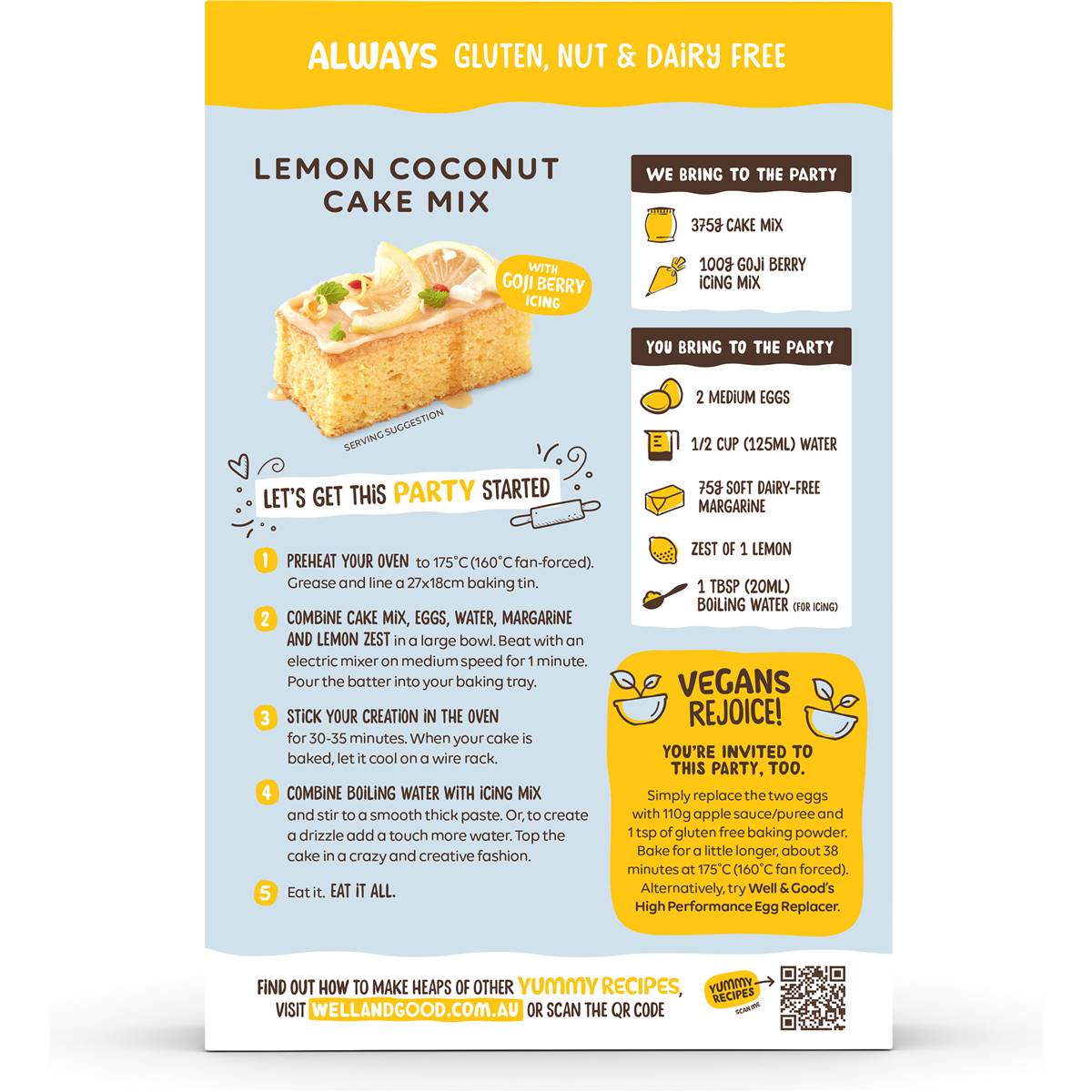 Well & Good Lemon Coconut Cake Mix 475g