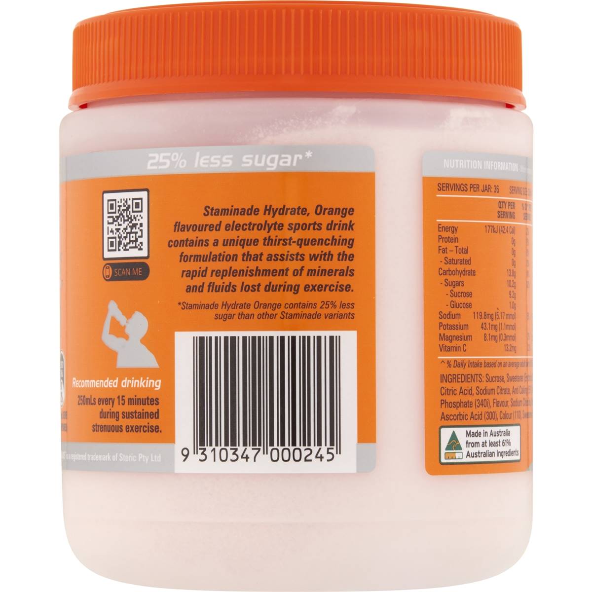 Staminade Hydrate Electrolyte Powder Orange 585g