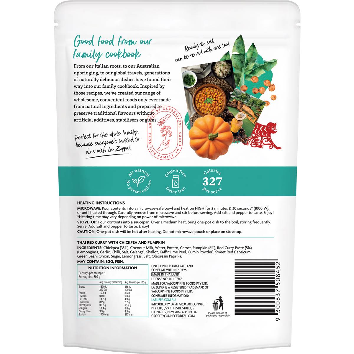 La Zuppa One-Pot-Dish Thai Red Curry With Chickpea & Pumpkin 300g